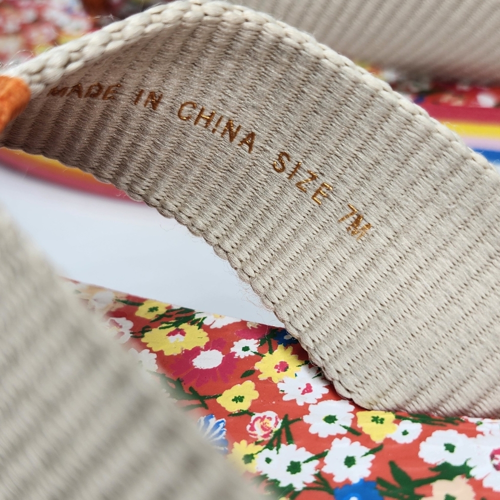 Tory Burch x Shishedo 70's Flatform Sprinkle Flowers & Rainbow Thong Flip-Flops - Picture 11 of 14